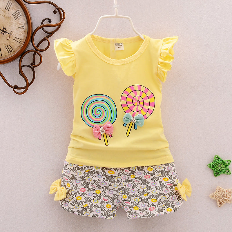Girls Cartoon Two-Piece Korean Children's Clothing Cotton Girls Issued On Behalf Of - O Retalho
