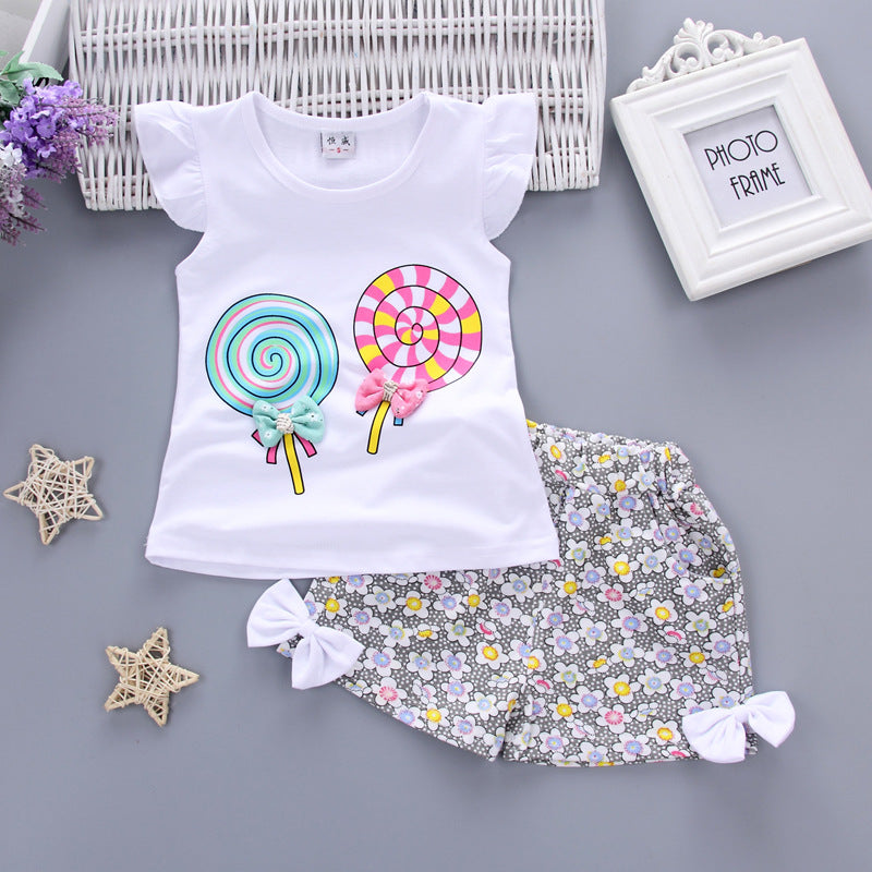 Girls Cartoon Two-Piece Korean Children's Clothing Cotton Girls Issued On Behalf Of - O Retalho