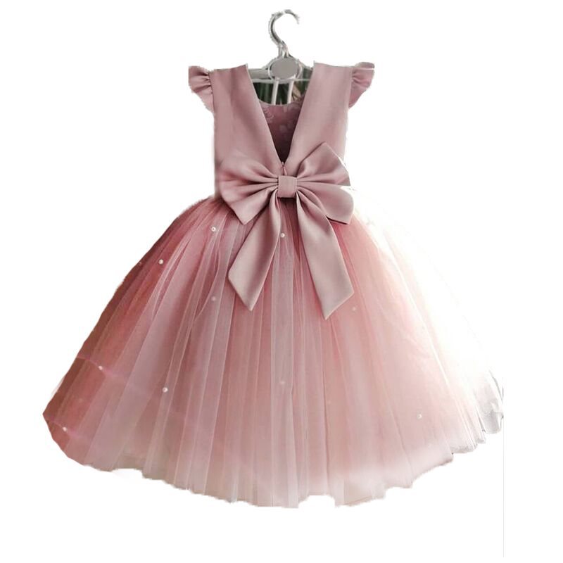 vestido longo de princesa com laço para aniversário - O Retalho