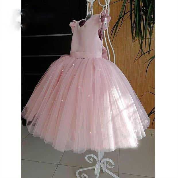vestido longo de princesa com laço para aniversário - O Retalho