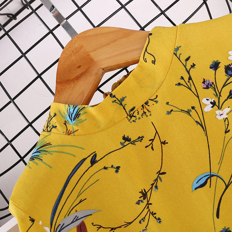 Vestido de manga longa florido de criança - O Retalho