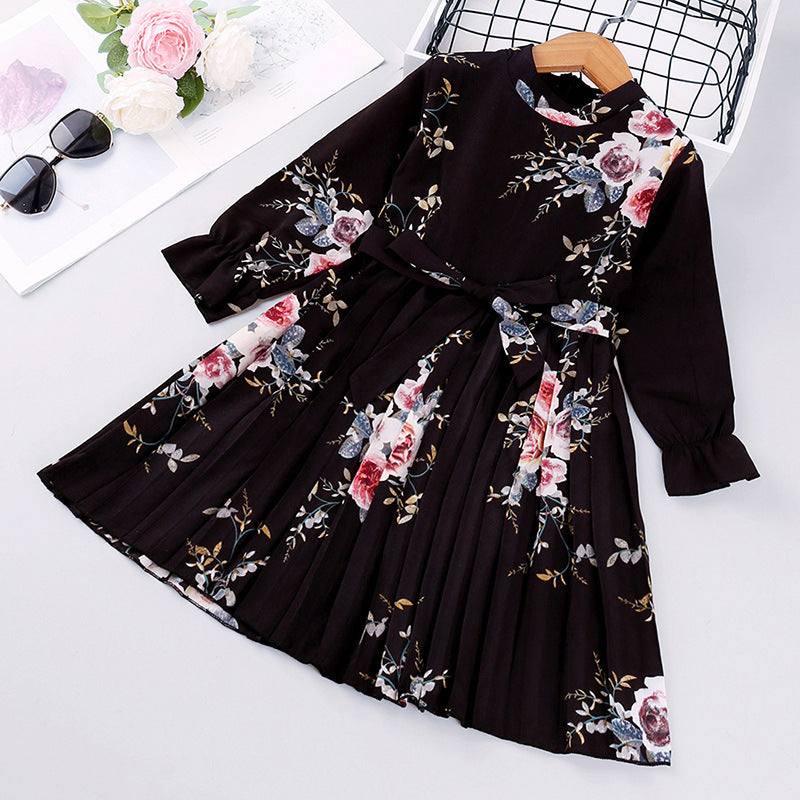 Vestido de manga longa florido de criança - O Retalho