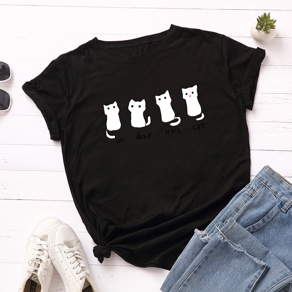Blusa de Algodão com Mangas Curtas e Gola Redonda, de Caimento Solto. - O Retalho