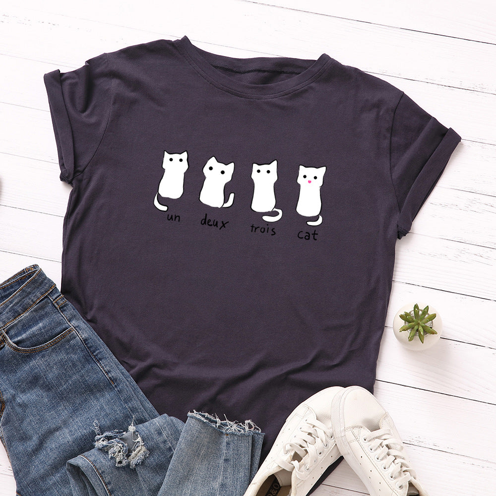 Blusa de Algodão com Mangas Curtas e Gola Redonda, de Caimento Solto. - O Retalho