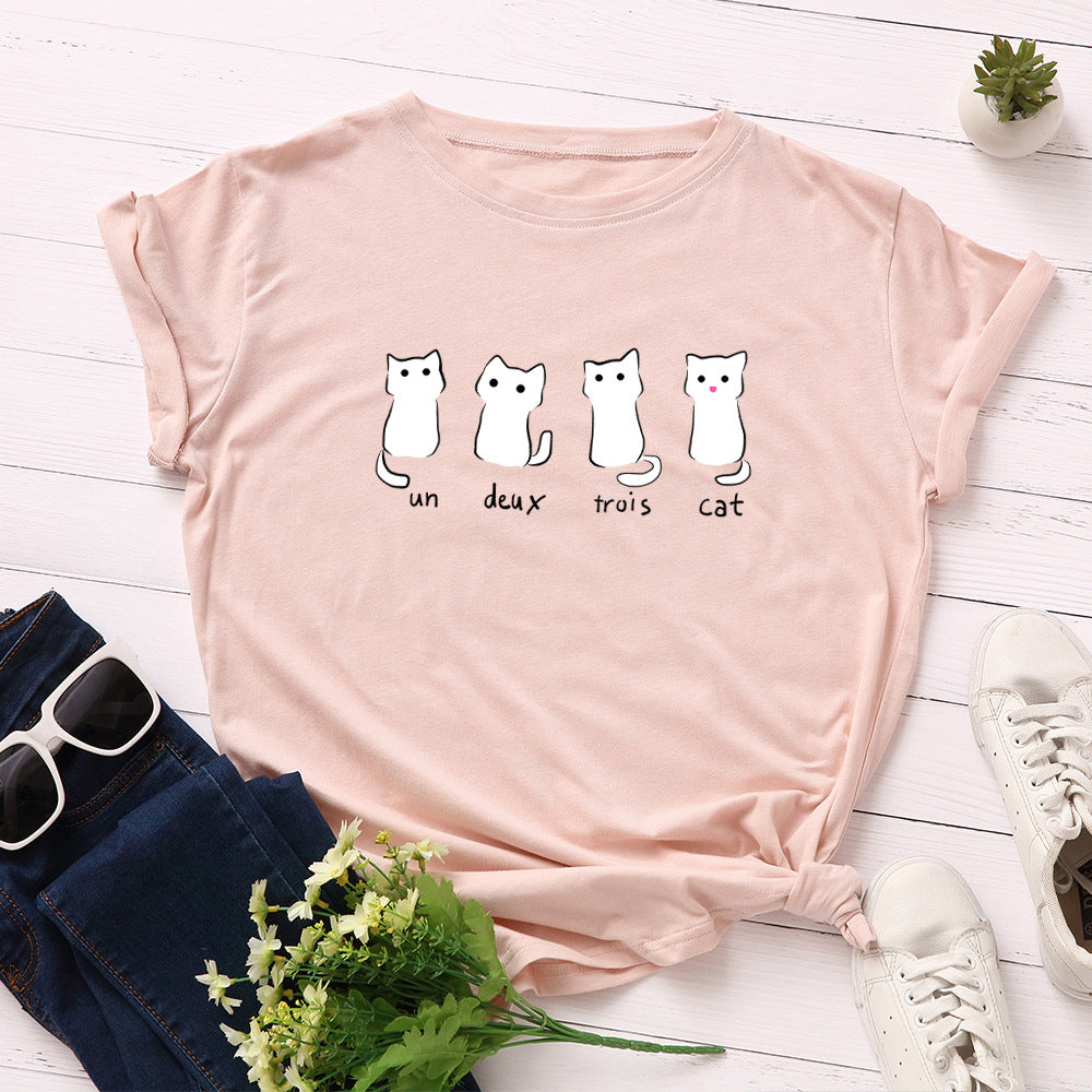 Blusa de Algodão com Mangas Curtas e Gola Redonda, de Caimento Solto. - O Retalho