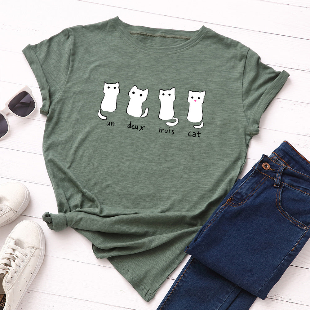 Blusa de Algodão com Mangas Curtas e Gola Redonda, de Caimento Solto. - O Retalho