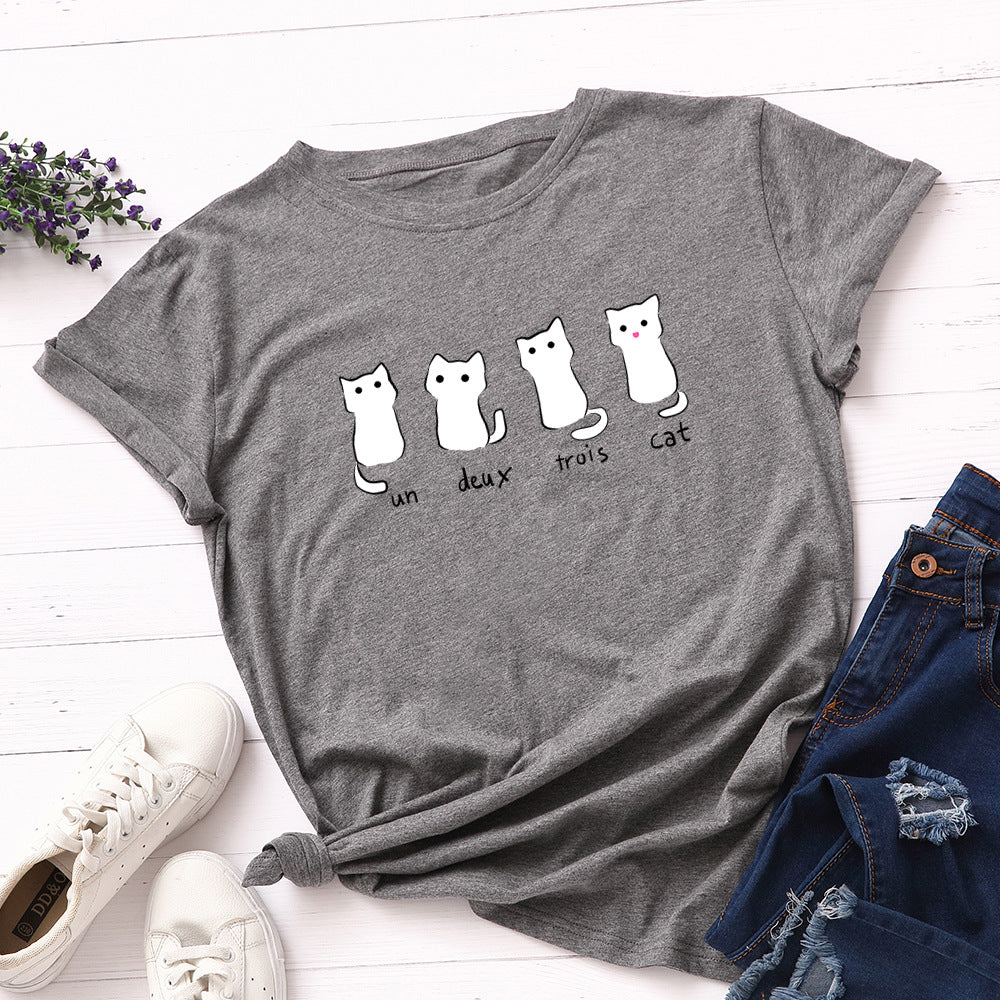 Blusa de Algodão com Mangas Curtas e Gola Redonda, de Caimento Solto. - O Retalho