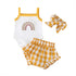 Fashion Three-Piece Baby Girl Sling Romper Plaid Shorts - O Retalho