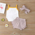 Fashion Three-Piece Baby Girl Sling Romper Plaid Shorts - O Retalho