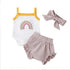Fashion Three-Piece Baby Girl Sling Romper Plaid Shorts - O Retalho