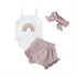 Fashion Three-Piece Baby Girl Sling Romper Plaid Shorts - O Retalho