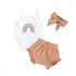 Fashion Three-Piece Baby Girl Sling Romper Plaid Shorts - O Retalho