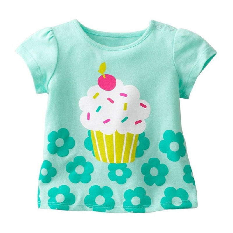 Girls' Cotton Short-sleeved T-shirt - O Retalho