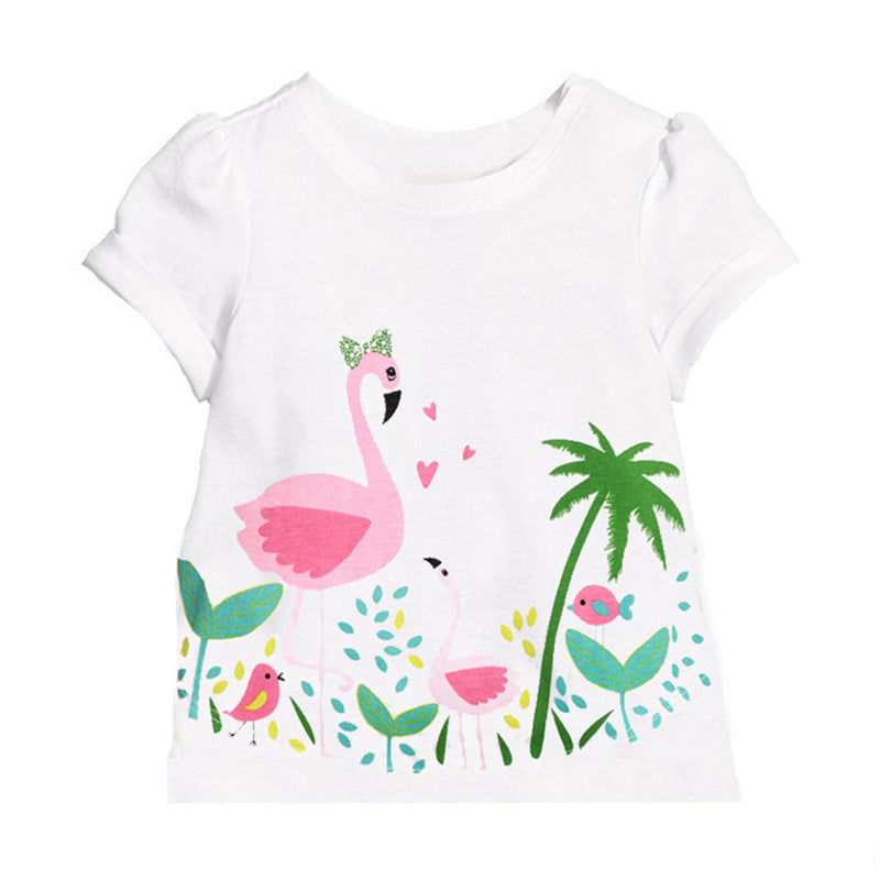 Girls' Cotton Short-sleeved T-shirt - O Retalho