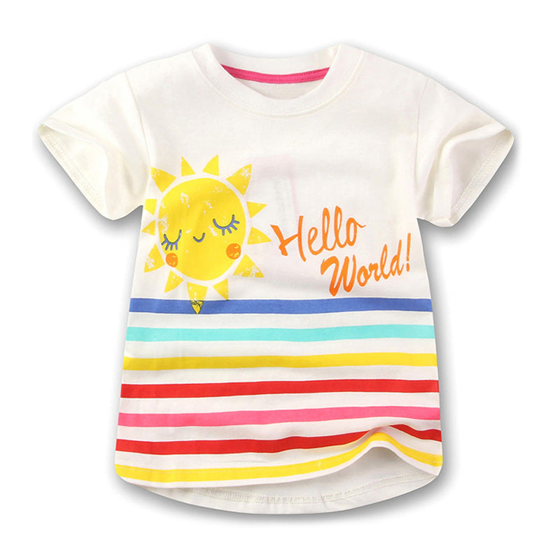 Girls' Cotton Short-sleeved T-shirt - O Retalho