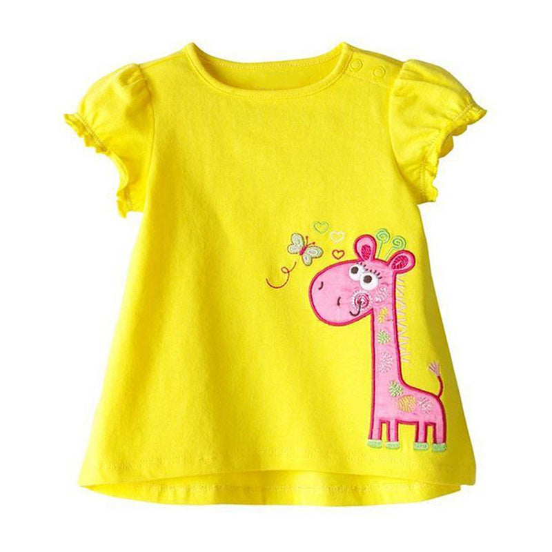 Girls' Cotton Short-sleeved T-shirt - O Retalho