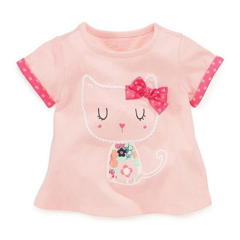 Girls' Cotton Short-sleeved T-shirt - O Retalho