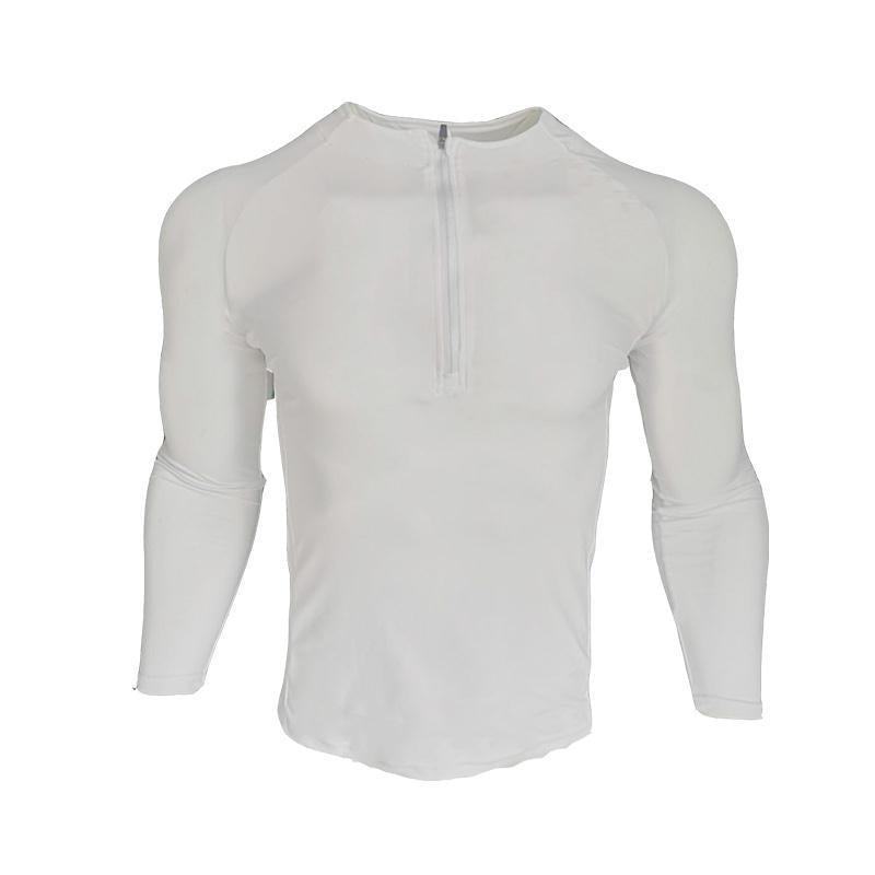 Camiseta de Manga Longa com Zíper no Pescoço para Fitness - O Retalho