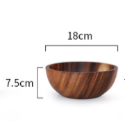 Tigela de madeira de acácia, utensílios de mesa de madeira de acácia. - O Retalho