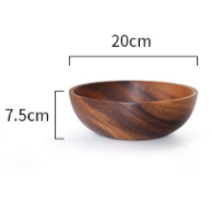 Tigela de madeira de acácia, utensílios de mesa de madeira de acácia. - O Retalho