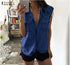 Blusa jeans sem manga vintage com botões - O Retalho