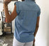 Blusa jeans sem manga vintage com botões - O Retalho