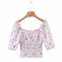 Crop top estampa floral decote em V - O Retalho