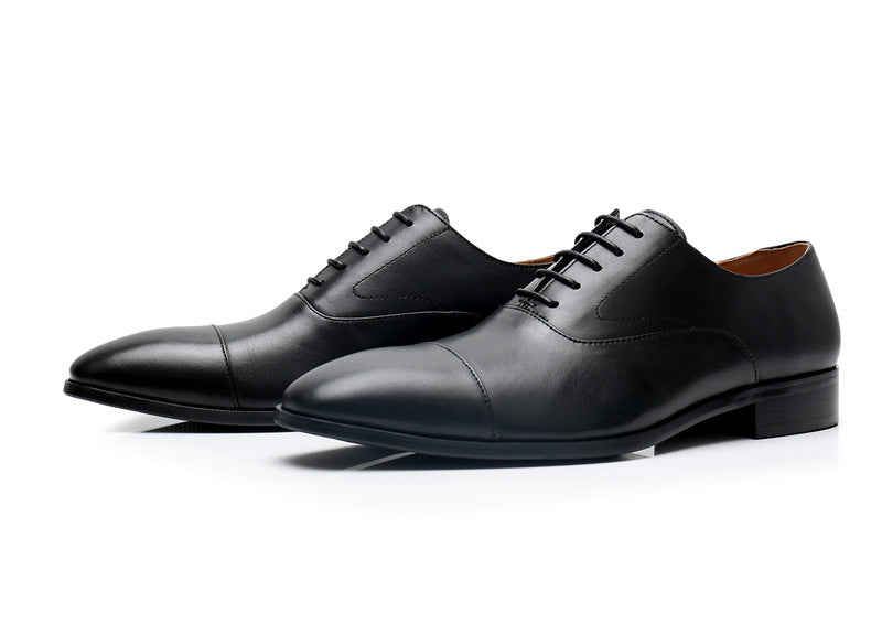 Sapatos masculinos de couro britânico com cadarços formais e cano baixo - O Retalho