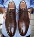 Sapatos masculinos de couro britânico com cadarços formais e cano baixo - O Retalho