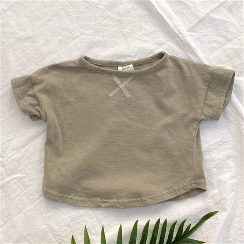 Camiseta simples de manga curta para crianças no verão - O Retalho