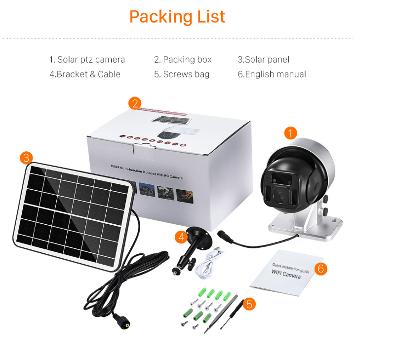 Câmera de vigilância WiFi sem fio movida a energia solar - O Retalho