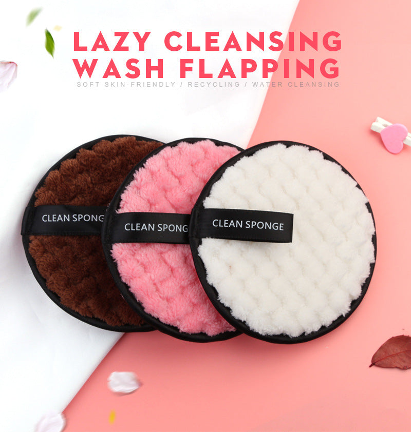 Magic Lazy Man Water Makeup Removing Puff Round Short Hair Wash Face Wash Makeup Sponge - O Retalho