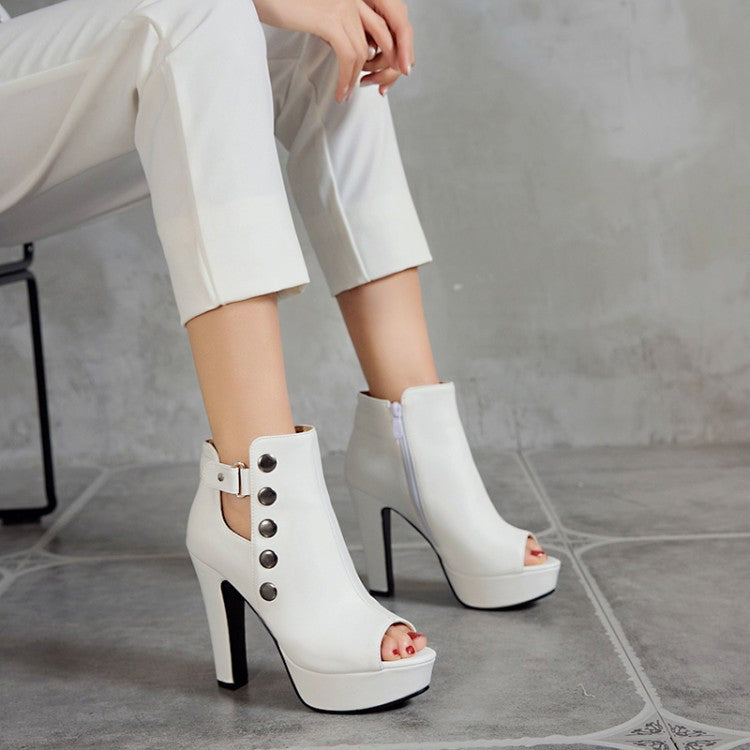 New White Ladies Platform Zipper Shoe Sexy High Heel Fish - O Retalho