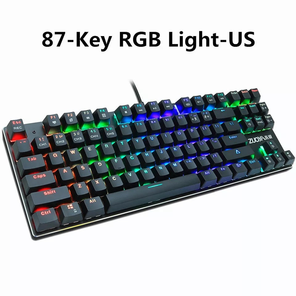 Teclado mecânico de 87 teclas Eixo verde Teclado para jogos Eixo vermelho - O Retalho