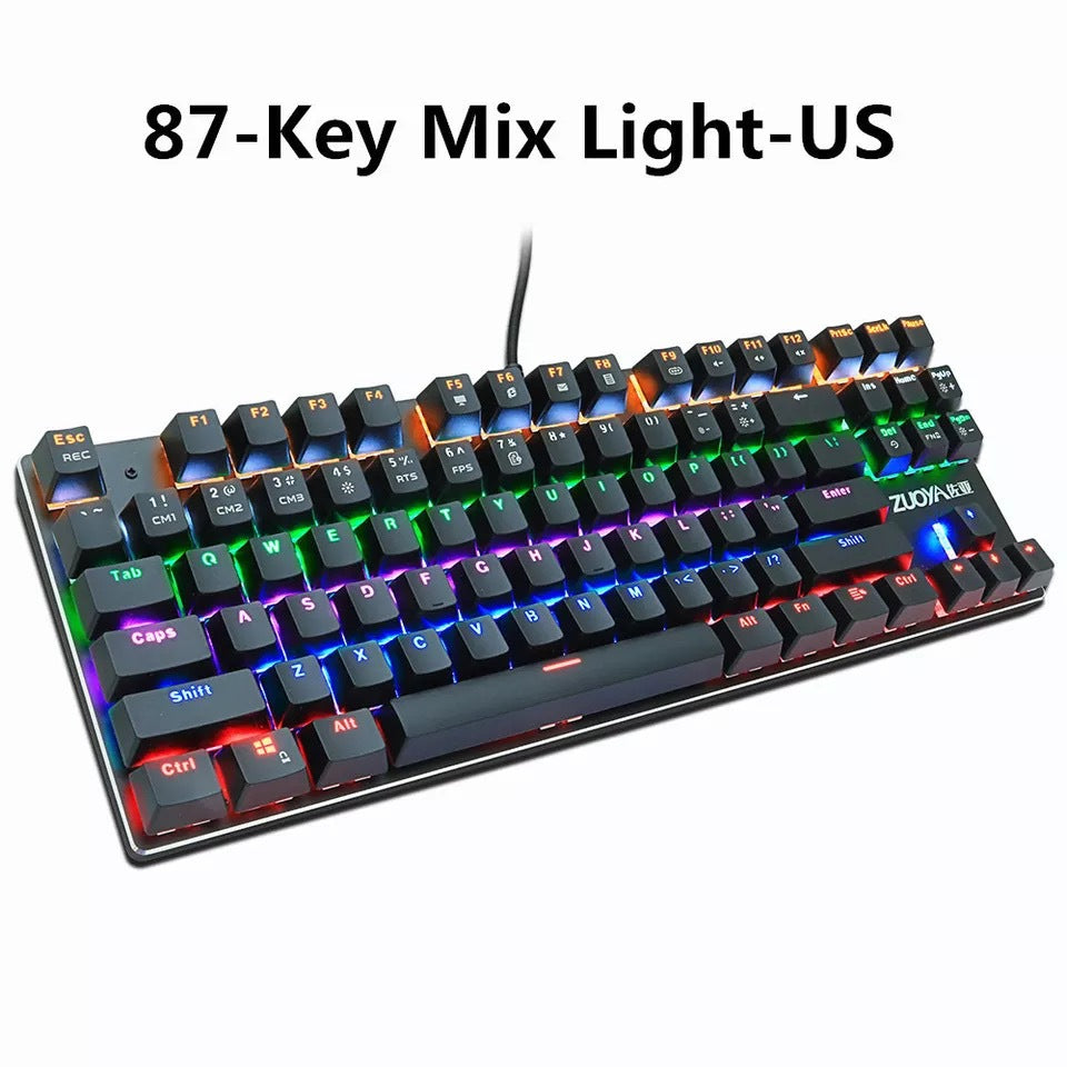 Teclado mecânico de 87 teclas Eixo verde Teclado para jogos Eixo vermelho - O Retalho