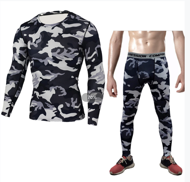 Conjunto de Compressão Camuflado para Esportes - Manga Longa e Calça Justa - O Retalho