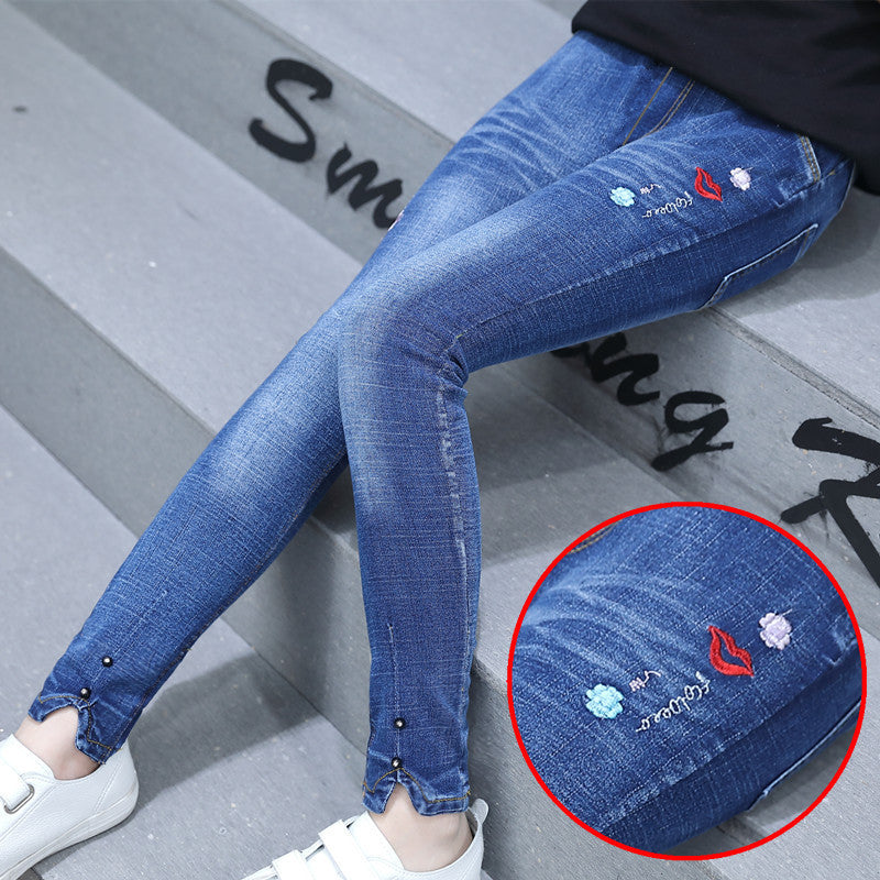 jeans skinny com detalhes de estrela para menina - O Retalho