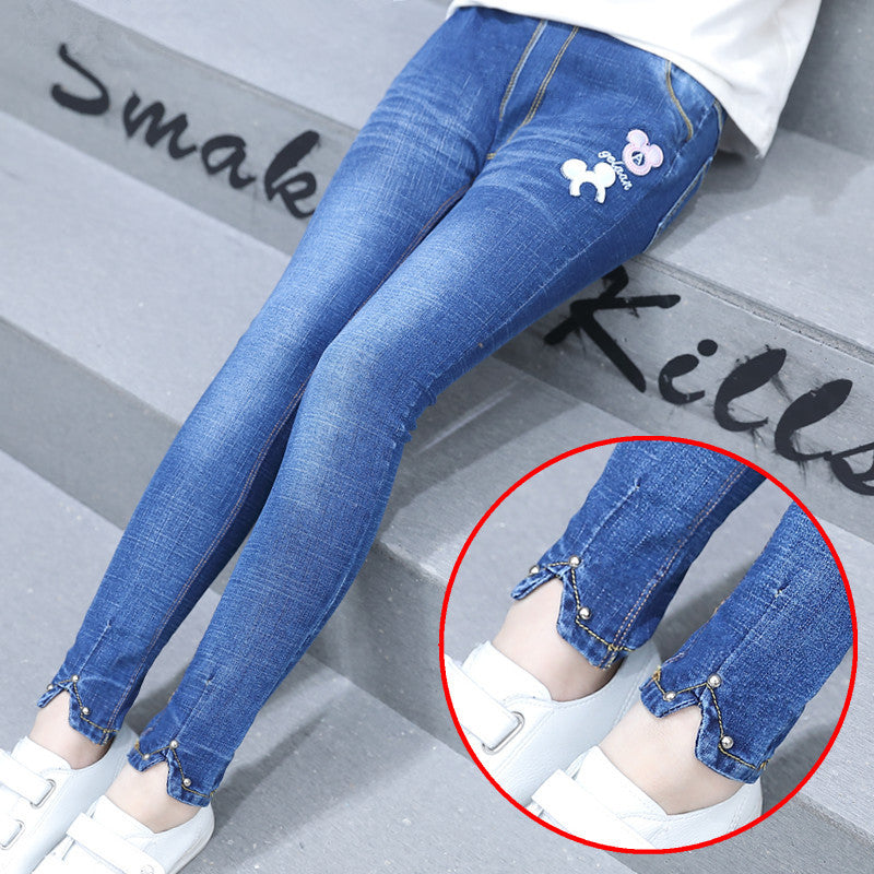 jeans skinny com detalhes de estrela para menina - O Retalho