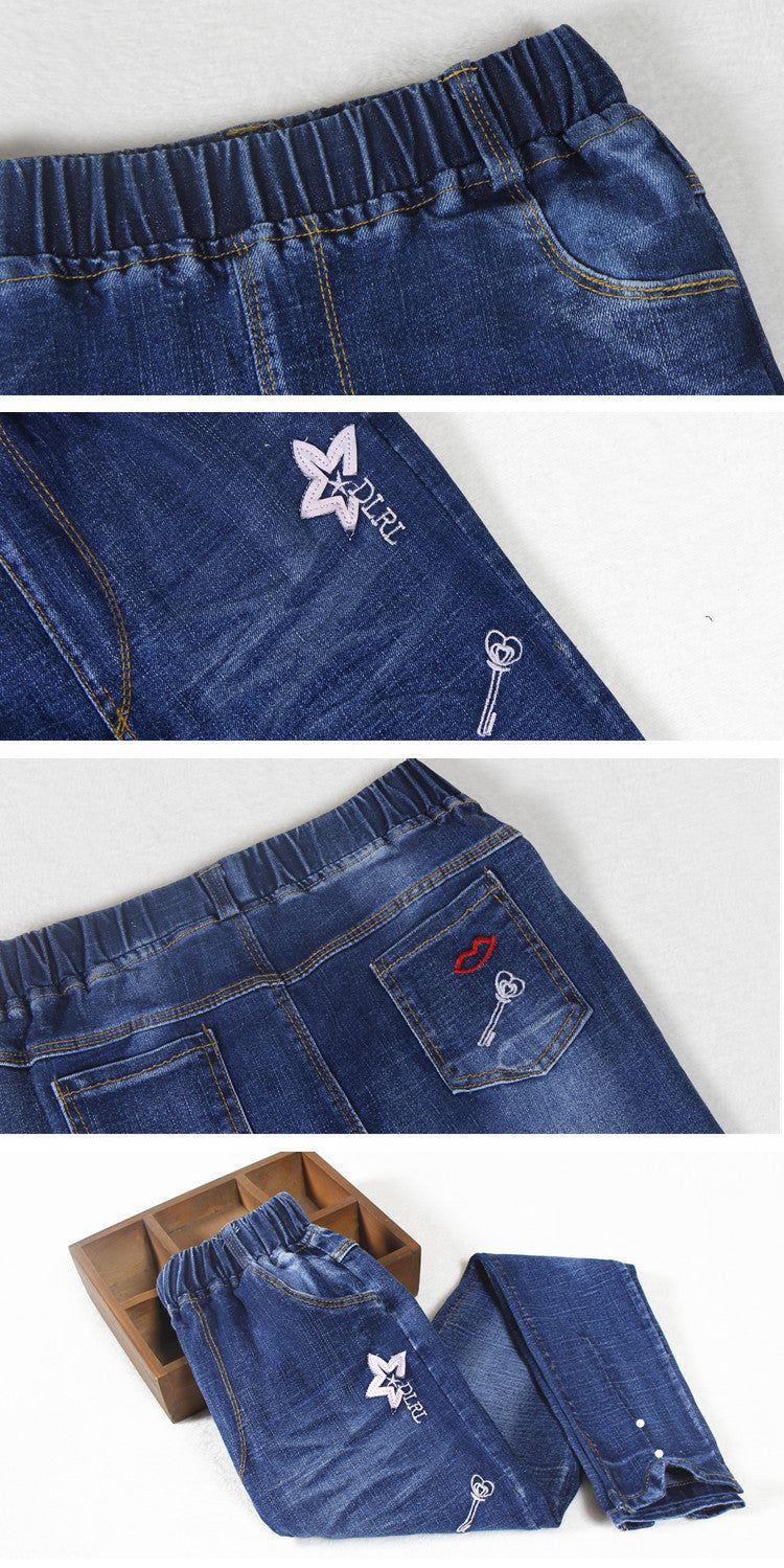 jeans skinny com detalhes de estrela para menina - O Retalho