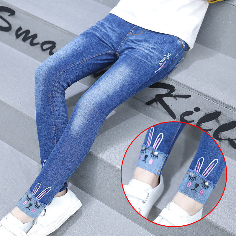 jeans skinny com detalhes de estrela para menina - O Retalho