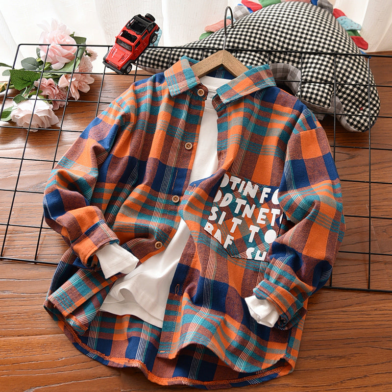 Camisa casual de xadrez para meninos - O Retalho