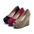 Women Spring Style Platform Wedge Daily Pumps Shoes Fashion Ladies Peep Toe Mixed Color Suede Party High Heel Shoe - O Retalho