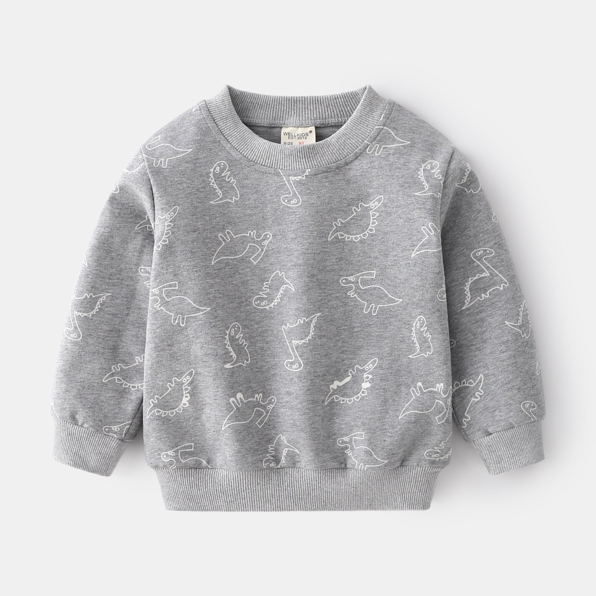 Unhooded Pullover Long Sleeve Blue Grey Cute Boy Sweatshirt - O Retalho