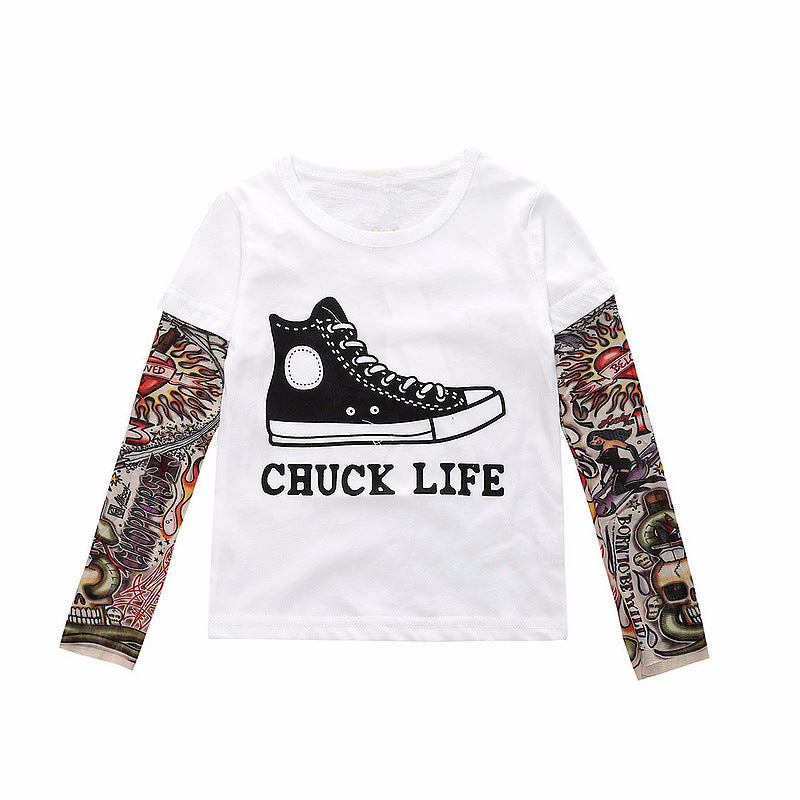 Tattoo long sleeve stitching top - O Retalho