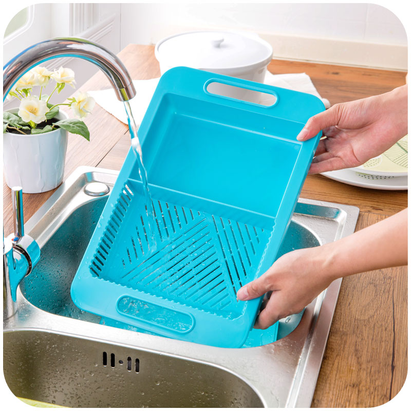 Tábua de Cortar Multifuncional com Cesta de Drenagem para Cozinha - Prática e Versátil - O Retalho