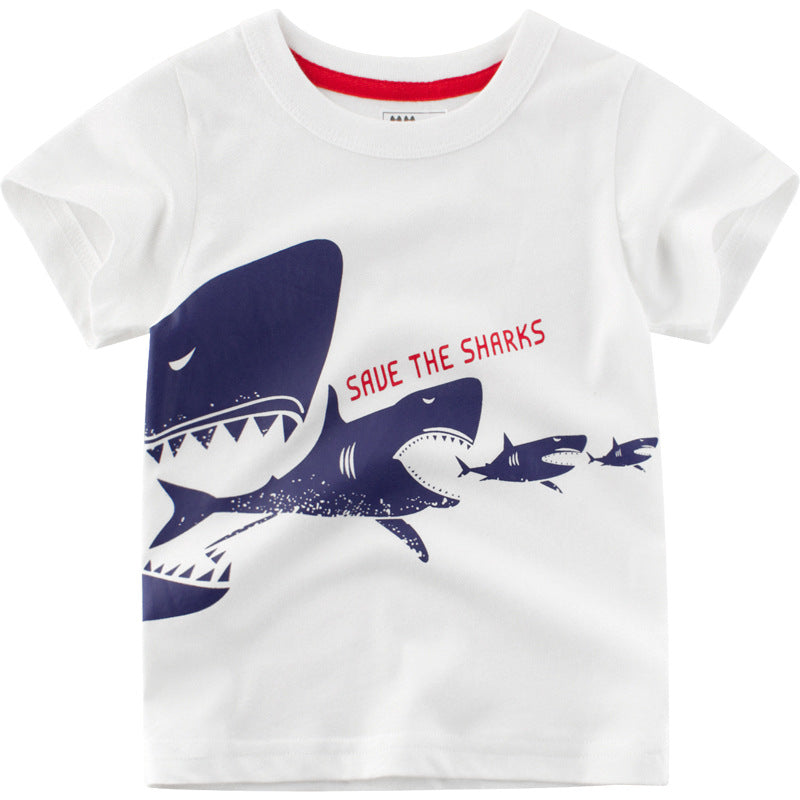 camiseta top de algodão, roupas infantis de verão para menino - O Retalho