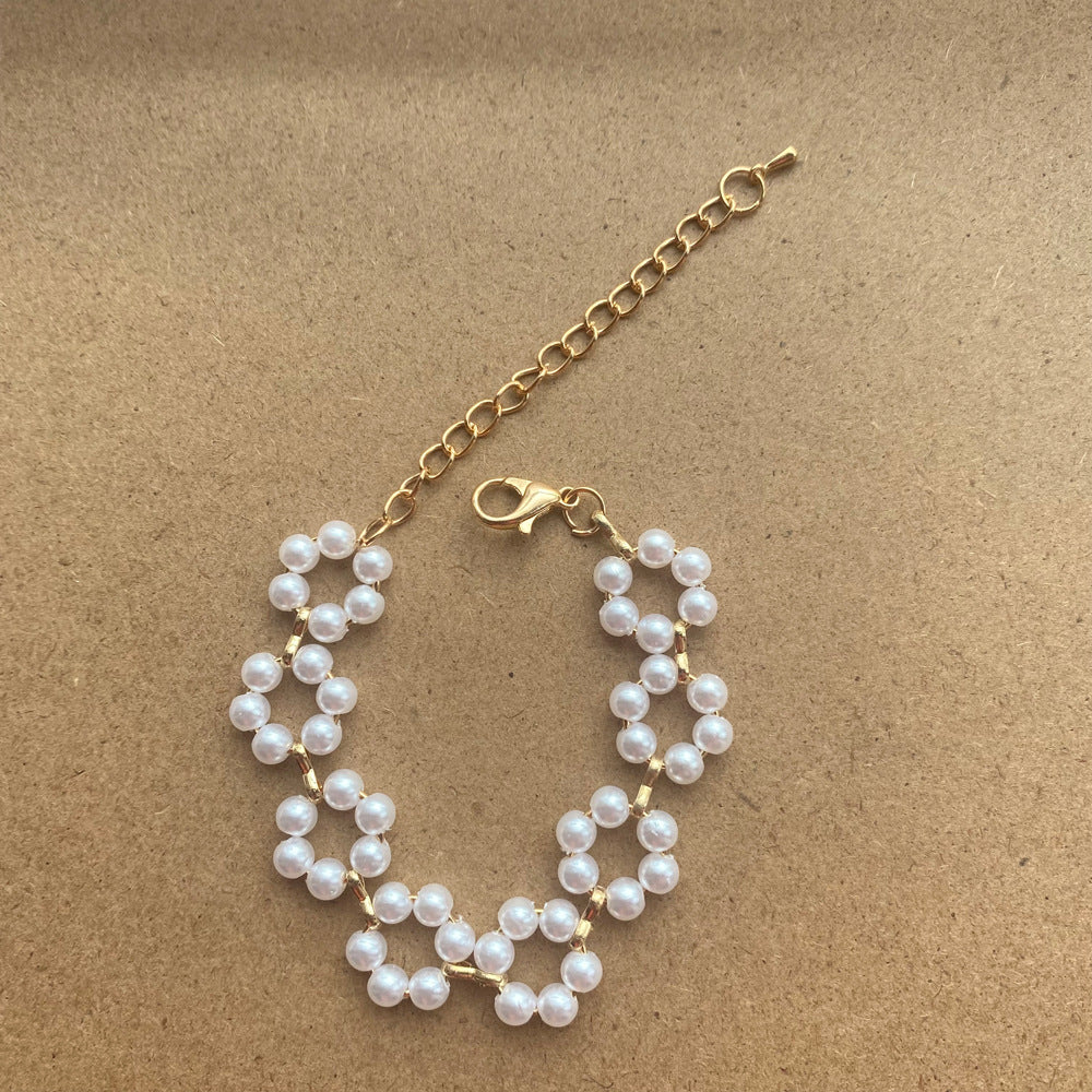 Conjunto de Colar e pulseira de Pérolas para Mulheres - O Retalho