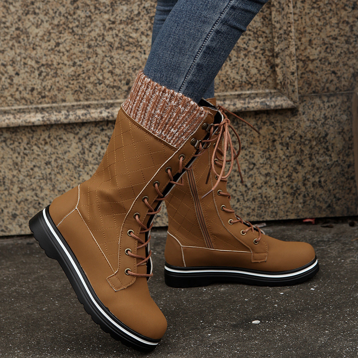 Botas de Cowboy de Cano Médio com Amarração para Mulheres - O Retalho