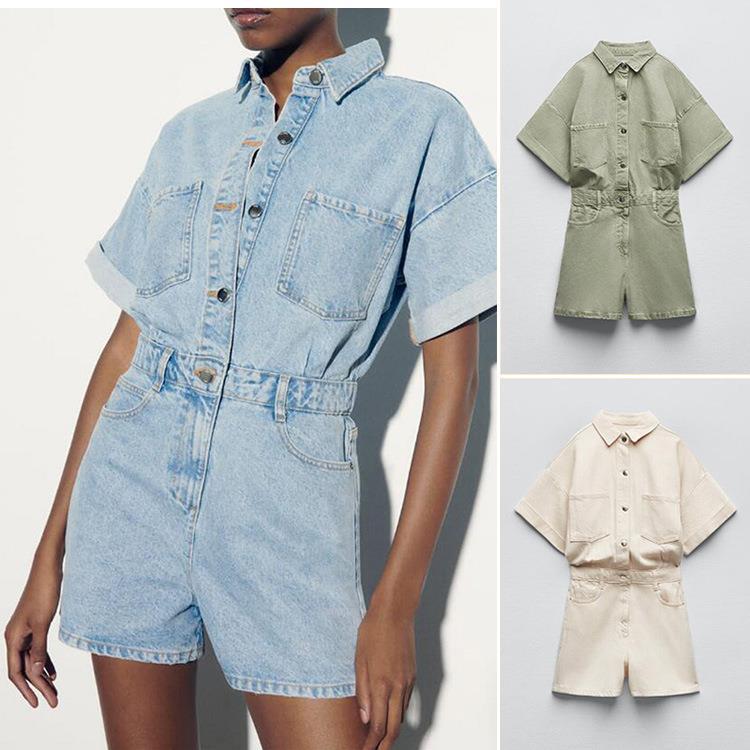 Novo Macacão de jeans Multicolorido de Moda Casual - O Retalho