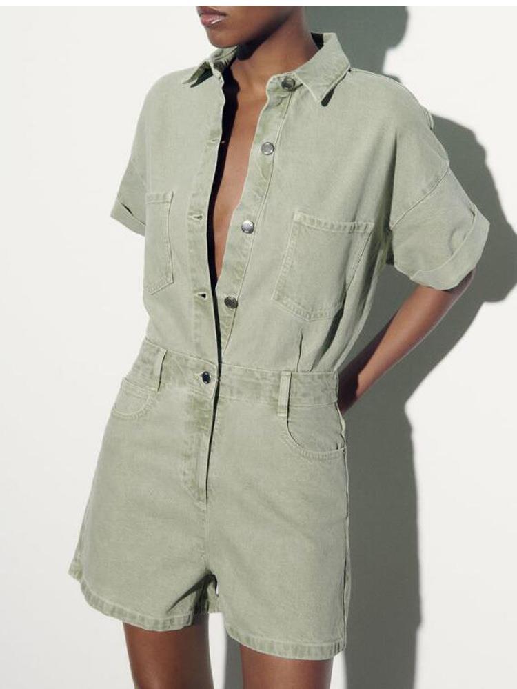 Novo Macacão de jeans Multicolorido de Moda Casual - O Retalho